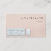 シンプルキーボードとマウス付きピーチ 名刺 (正面)