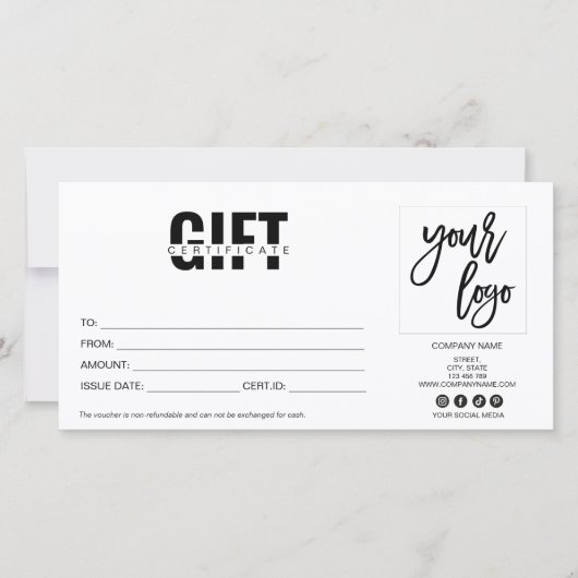 シンプルギフトモダンカード証明書の追加ロゴ (正面)