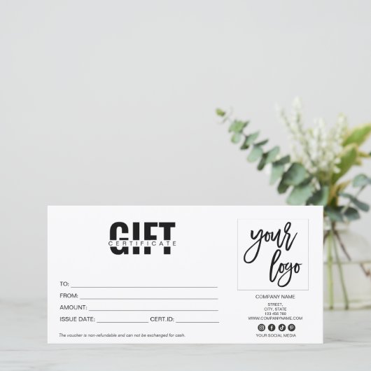 シンプルギフトモダンカード証明書の追加ロゴ (スタンド正面)