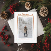 シンプルギフトリボンとBowクリスマスフォト シーズンカード