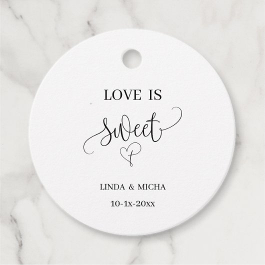 シンプルギフト愛は甘い結婚式の引き出物 フェイバータグ (正面)
