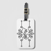 シンプルクエレガントラスのフローリッシュモノグラムヴィンテージ ラゲッジタグ (正面縦)