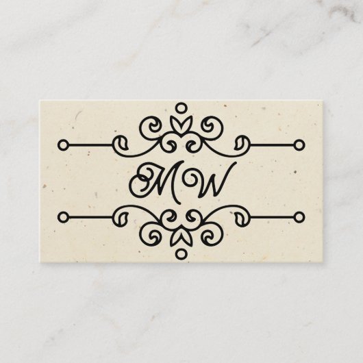シンプルクエレガントラスのフローリッシュモノグラムヴィンテージ 名刺 (正面)