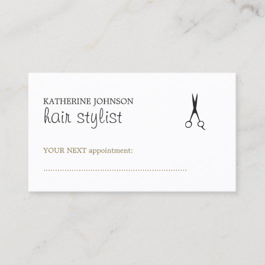 シンプルクエレガントリーン美容師アポイントメントカード 予約カード (正面)