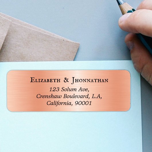 シンプルクスタイリッシュリーンピーチファズブラッシュドメタル ラベル