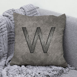 シンプルクパーソナライズされたリーモノグラム炭グレー クッション