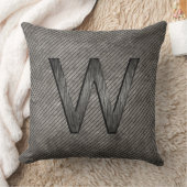 シンプルクパーソナライズされたリーモノグラム炭グレー クッション (ブランケット)