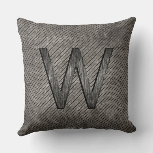 シンプルクパーソナライズされたリーモノグラム炭グレー クッション (裏面)