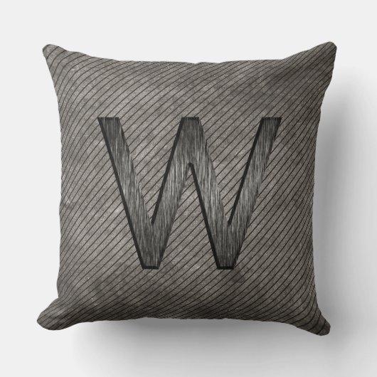 シンプルクパーソナライズされたリーモノグラム炭グレー クッション (正面)