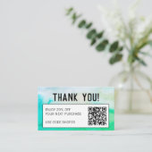 シンプルクミニマルリ抽象芸術水色QRコード 割引カード (スタンド正面)