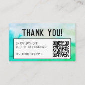 シンプルクミニマルリ抽象芸術水色QRコード 割引カード (正面)