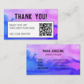 シンプルクミニマルリ抽象芸術水色QRコード 割引カード (正面/裏面)