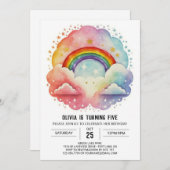 シンプルクモダンラウドガール誕生日 招待状 (正面/裏面)