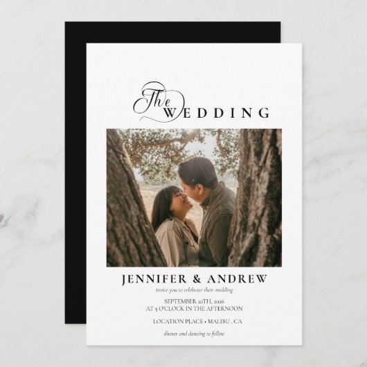 シンプルクモダンラス |フォト結婚式招待状 招待状 (正面/裏面)