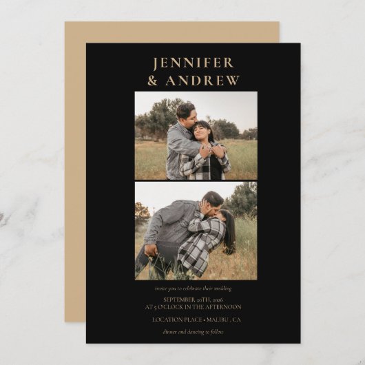 シンプルクモダンラス |フォト結婚式招待状 招待状 (正面/裏面)