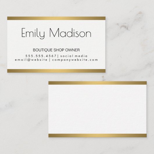 シンプルクラシックなエレガントと/金ゴールドラグジュアリーメタル 名刺 (正面/裏面)