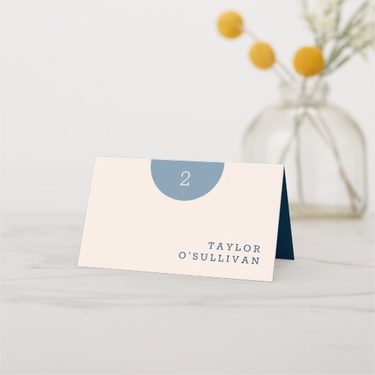 シンプルクラシックな青とクリームズ結婚ーズ プレイスカード (正面)