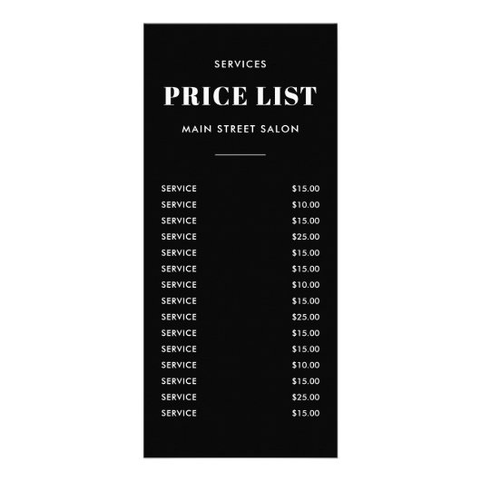 シンプルクラシックの髪のサロン写真価格リストQRコード ラックカード (正面)