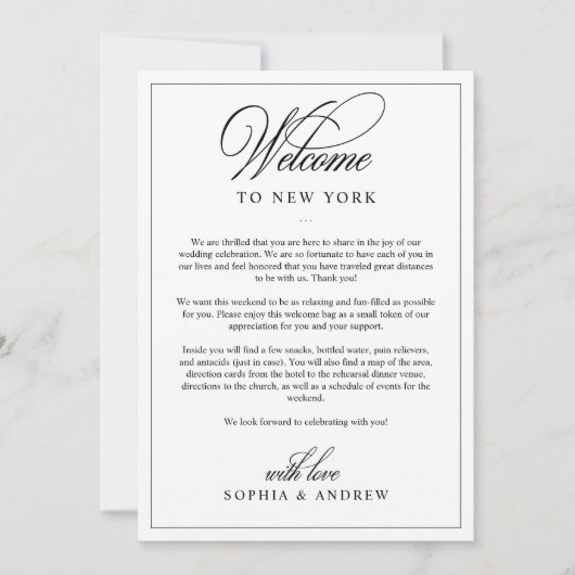 シンプルクラシックウェルカムレター&旅程カード 招待状 (正面)