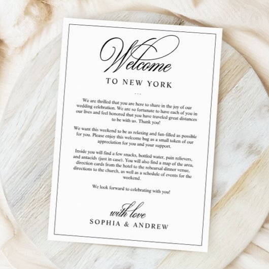 シンプルクラシックウェルカムレター&旅程カード 招待状