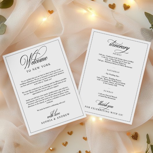 シンプルクラシックウェルカムレター&旅程カード 招待状