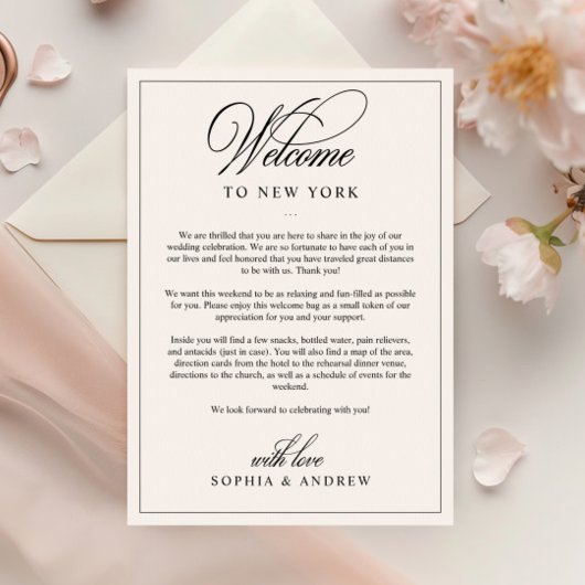 シンプルクラシックウェルカムレター&旅程カード 招待状