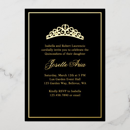 シンプルクラシックエレガントキンセアニェラ 箔招待状 (正面)