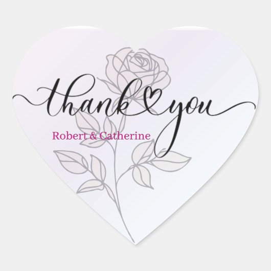 シンプルクラシックエレガントフローラ結婚の感謝 ハートシール (正面)