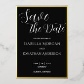 シンプルクラシックエレガントブラックウェディング 箔招待状 (正面)