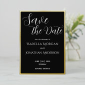 シンプルクラシックエレガントブラックウェディング 箔招待状 (立ち正面)