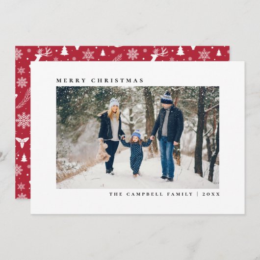 シンプルクラシックエレガントメリークリスマスカスタムの写真 シーズンカード (正面/裏面)