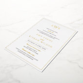 シンプルクラシックエレガントモノグラム結婚金ゴールド 箔招待状 (回転した状態)