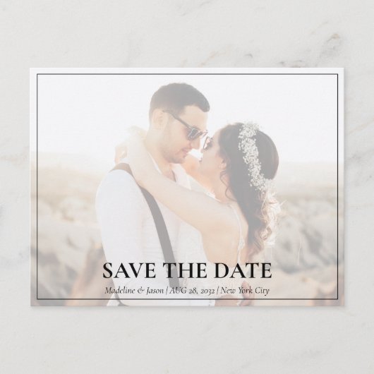 シンプルクラシックエレガント写真の日付を保存 案内ポストカード (正面)