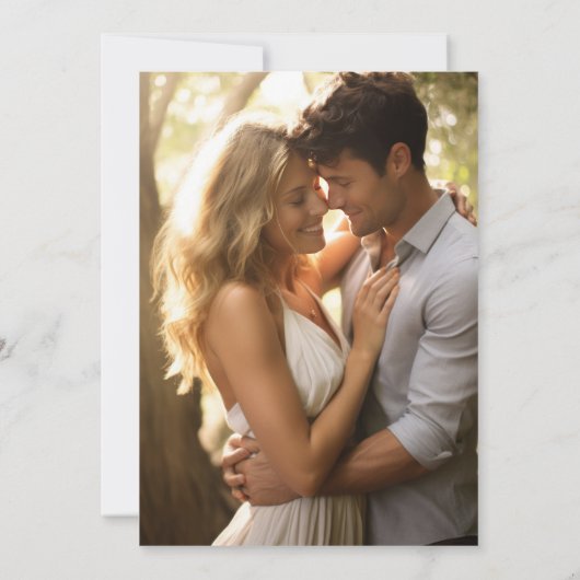 シンプルクラシックエレガント白黒フォト結婚ズ セーブザデート (裏面)