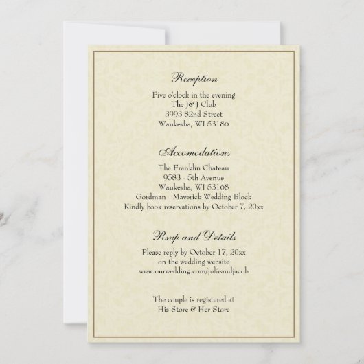 シンプルクラシックエレガント結婚披露宴 招待状 (正面)