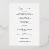 シンプルクラシックエレガント金ゴールドの結婚 箔招待状 (裏面)