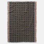 シンプルクラシックエレガント黒クリーミー白パターン スローブランケット (正面縦)