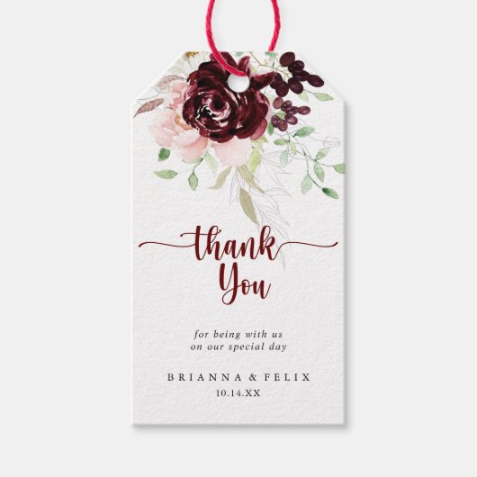 シンプルクラシックカラフルフローラ結婚の感謝 ギフトタグ (正面)