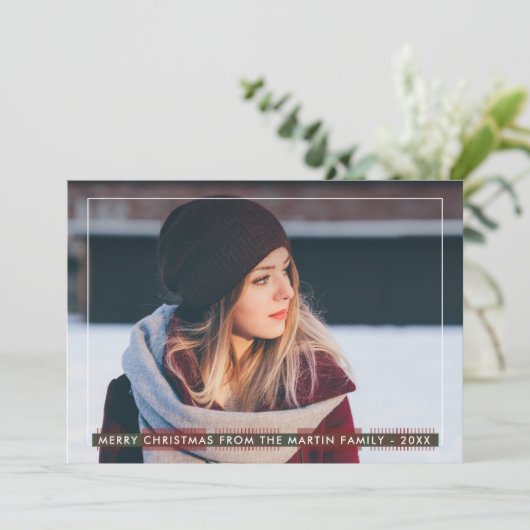 シンプルクラシックカントリープレイドクリスマス シーズンカード (スタンド正面)