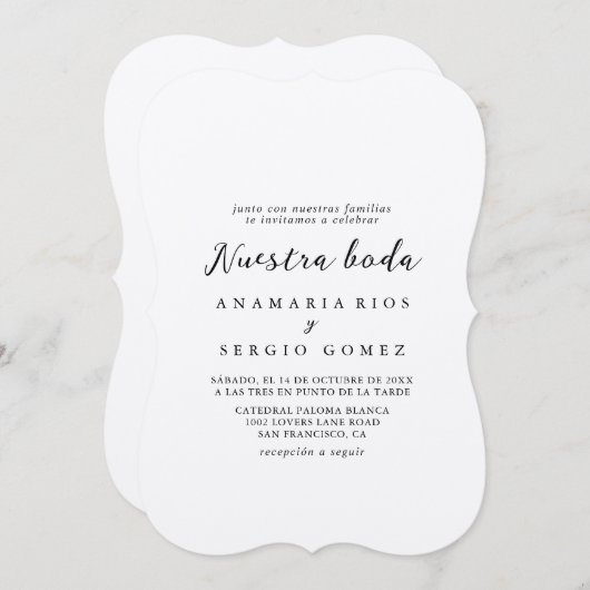 シンプルクラシッククラフトヌエストラボダ結婚ズ 招待状 (正面/裏面)