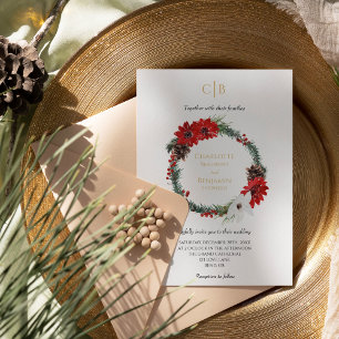 シンプルクラシッククリスマスフォーマルモノグラム結婚ズ 招待状