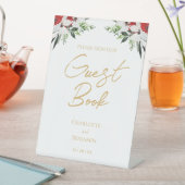 シンプルクラシッククリスマス結婚のゲストブックサイン 台座サイン (インサイチュ)