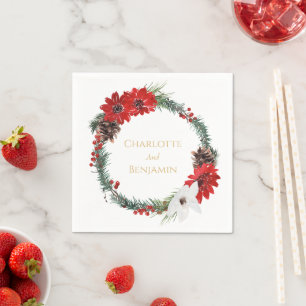 シンプルクラシッククリスマス結婚ナプキン スタンダードカクテルナプキン