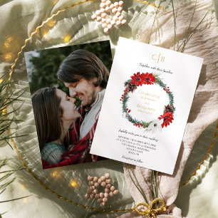 シンプルクラシッククリスマス・モノグラム結婚写真 招待状