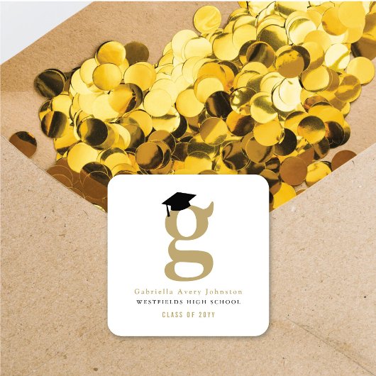 シンプルクラシックグラードモノグラムモダン卒業キャップ スクエアシール