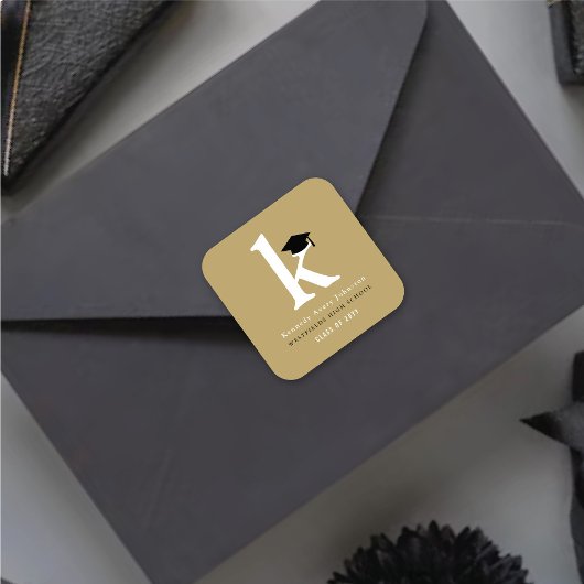 シンプルクラシックグラードモノグラムモダン卒業キャップ スクエアシール