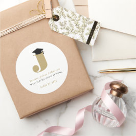 シンプルクラシックグラードモノグラムモダン卒業キャップ ラウンドシール