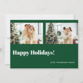 シンプルクラシックグリーンフォトハッピーホリデイズ シーズンカード (正面)