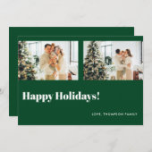 シンプルクラシックグリーンフォトハッピーホリデイズ シーズンカード (正面/裏面)