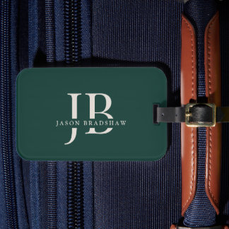 シンプルクラシックグリーンプロフェッショナルモノグラム名 ラゲッジタグ